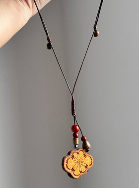 文艺复古植物干果长款毛衣链女款