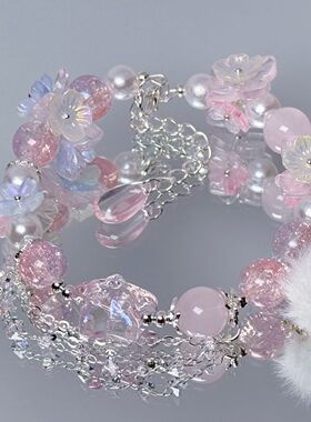 「朝花夕拾」永夜星河凌妙妙印象手链ins风毛球琉璃手链