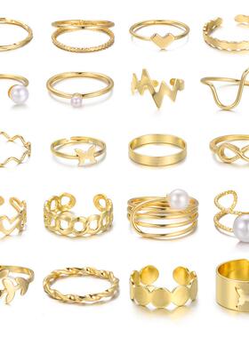 20 piece set of hollowed out butterfly pearl rings