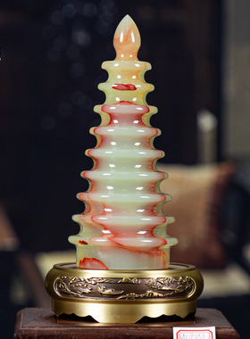 文昌塔玉石摆件书桌办公室装饰品