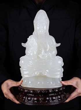 石诚记家用天然玉石供奉观音像