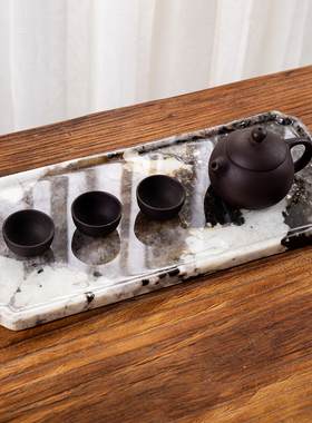 北欧简约风大理石托盘展示盘办公室茶托轻奢收纳盘长方形置物盘子