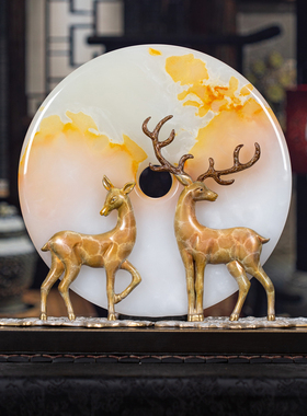 石诚记天然玉石平安扣中式摆件