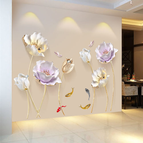 中国风花瓶3D立体墙贴画卧室背景墙贴纸装饰小图案墙壁纸墙纸自粘 - 图3