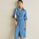 Japanese gentle drape shirt dress blue dress