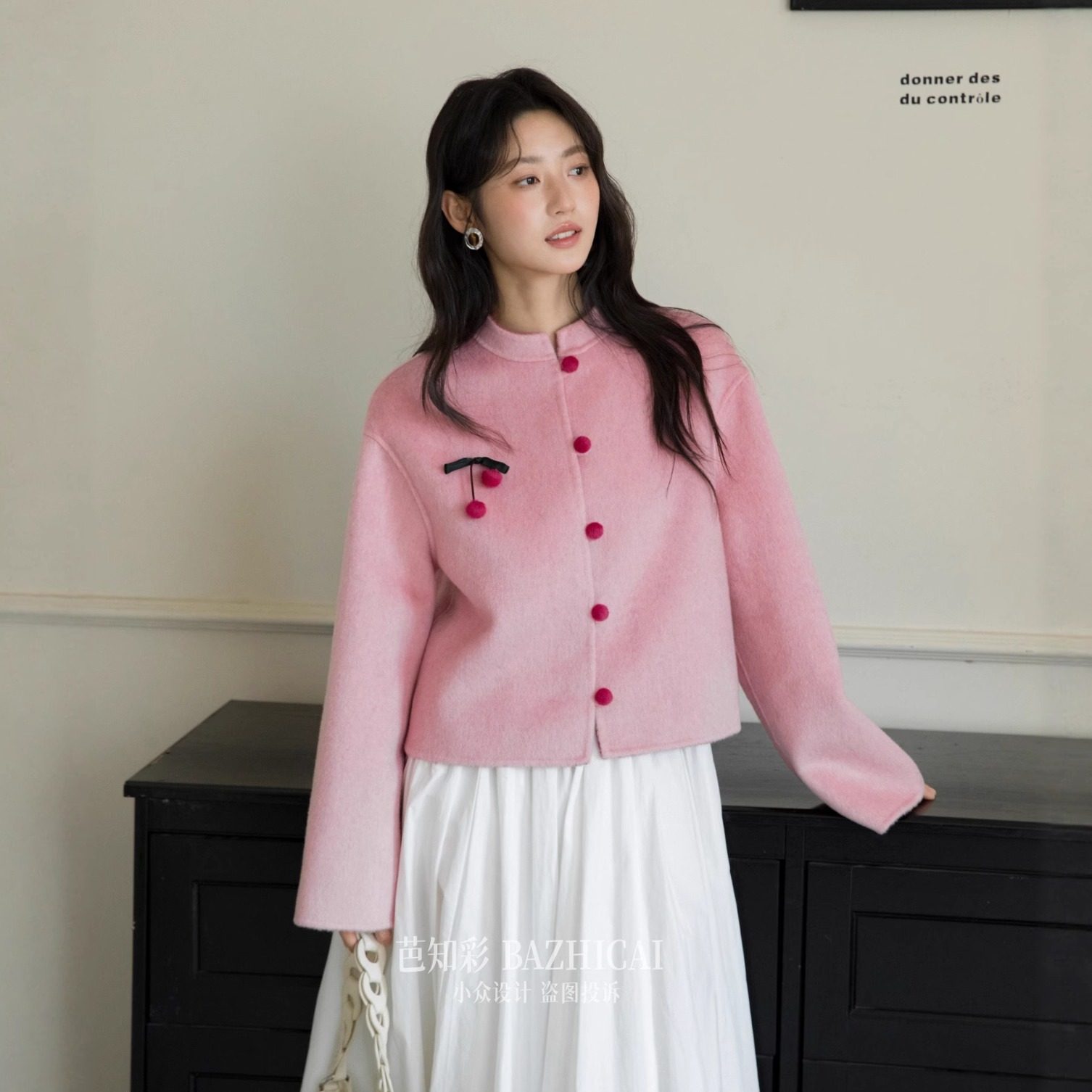 富家千金白月光100羊毛大衣毛呢新中式双面呢订婚红色短外套5066,淘宝优惠券,粉丝福利购,淘宝优惠卷