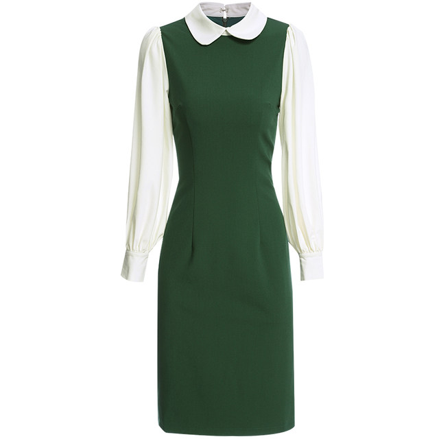 Fashionable fake two-piece lapel retro French shirt dress for women