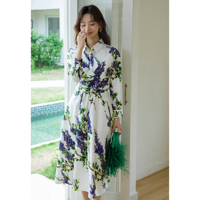 Shirt dress Japanese style gentle white dress elegant