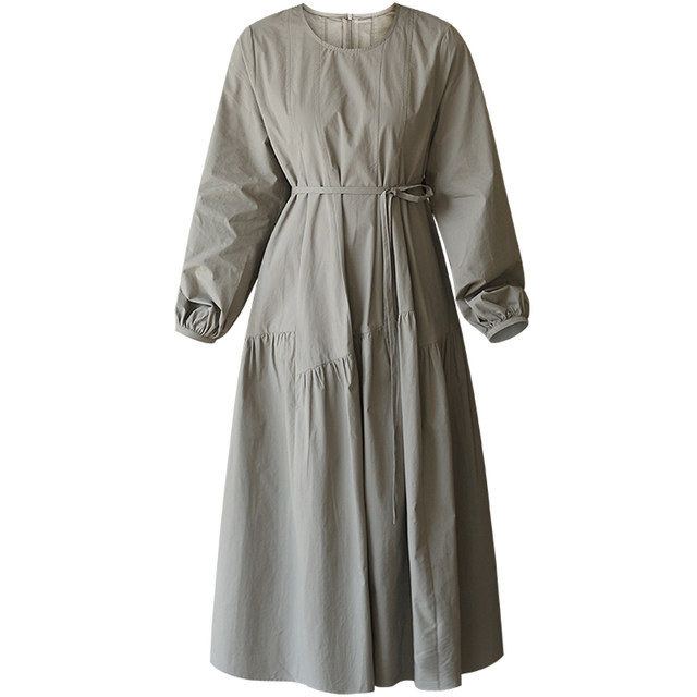 Literary French round neck, elegant and slimming dress