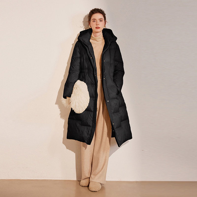 白鹿语时尚保暖鸭绒长款外套25冬新款立领连帽加厚女式羽绒服,淘宝优惠券,粉丝福利购,淘宝优惠卷