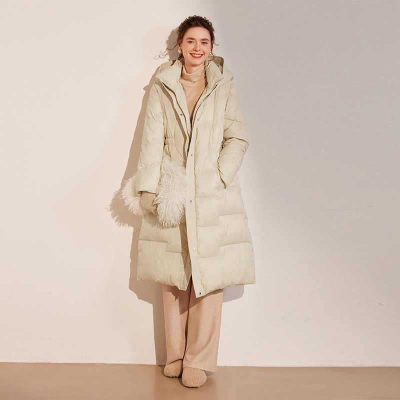 白鹿语时尚保暖鸭绒长款外套25冬新款立领连帽加厚女式羽绒服,淘宝优惠券,粉丝福利购,淘宝优惠卷