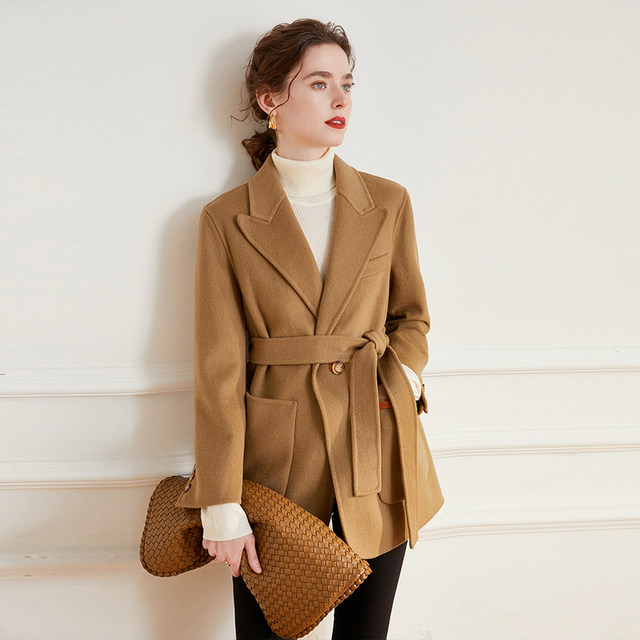 Bailuyu wool blend simple style double-sided woolen coat