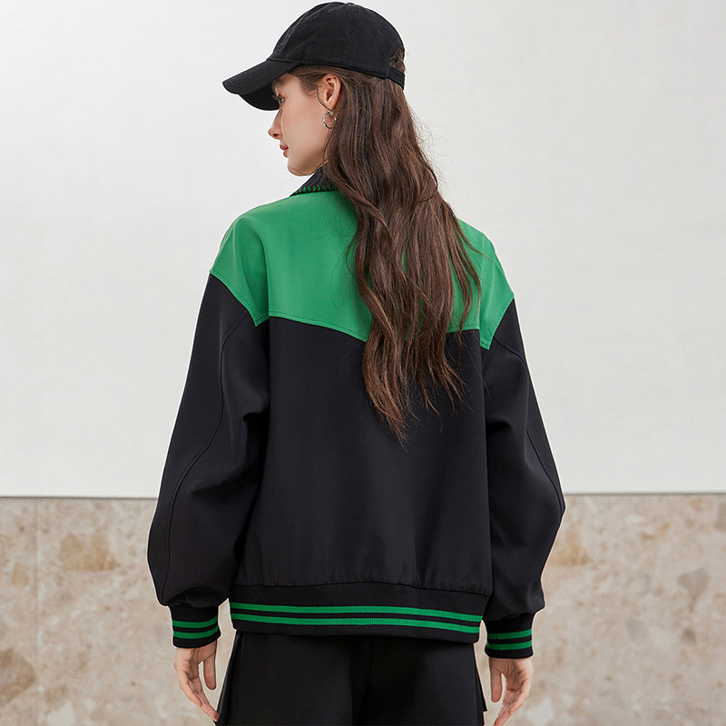 白鹿语休闲通勤设计感外套春秋新款时尚撞色拼接宽松女式外套,淘宝优惠券,粉丝福利购,淘宝优惠卷