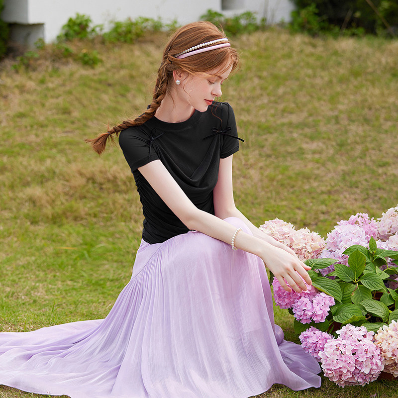 白鹿语甜美减龄假两件上衣25夏新款蝴蝶结收腰显瘦吊带短袖女T恤,淘宝优惠券,粉丝福利购,淘宝优惠卷