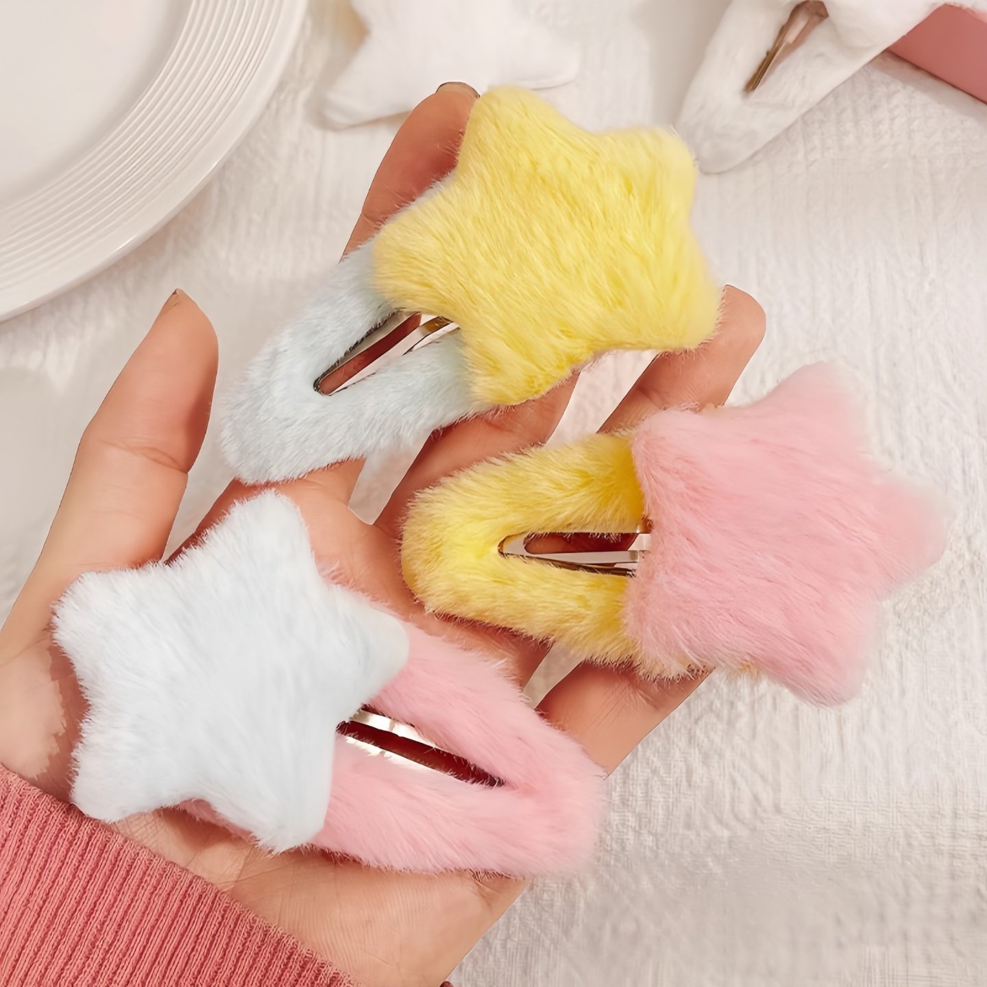 ins可爱侧边毛绒五角星形发夹女儿童刘海夹发饰bb夹秋冬新款发卡,淘宝优惠券,粉丝福利购,淘宝优惠卷