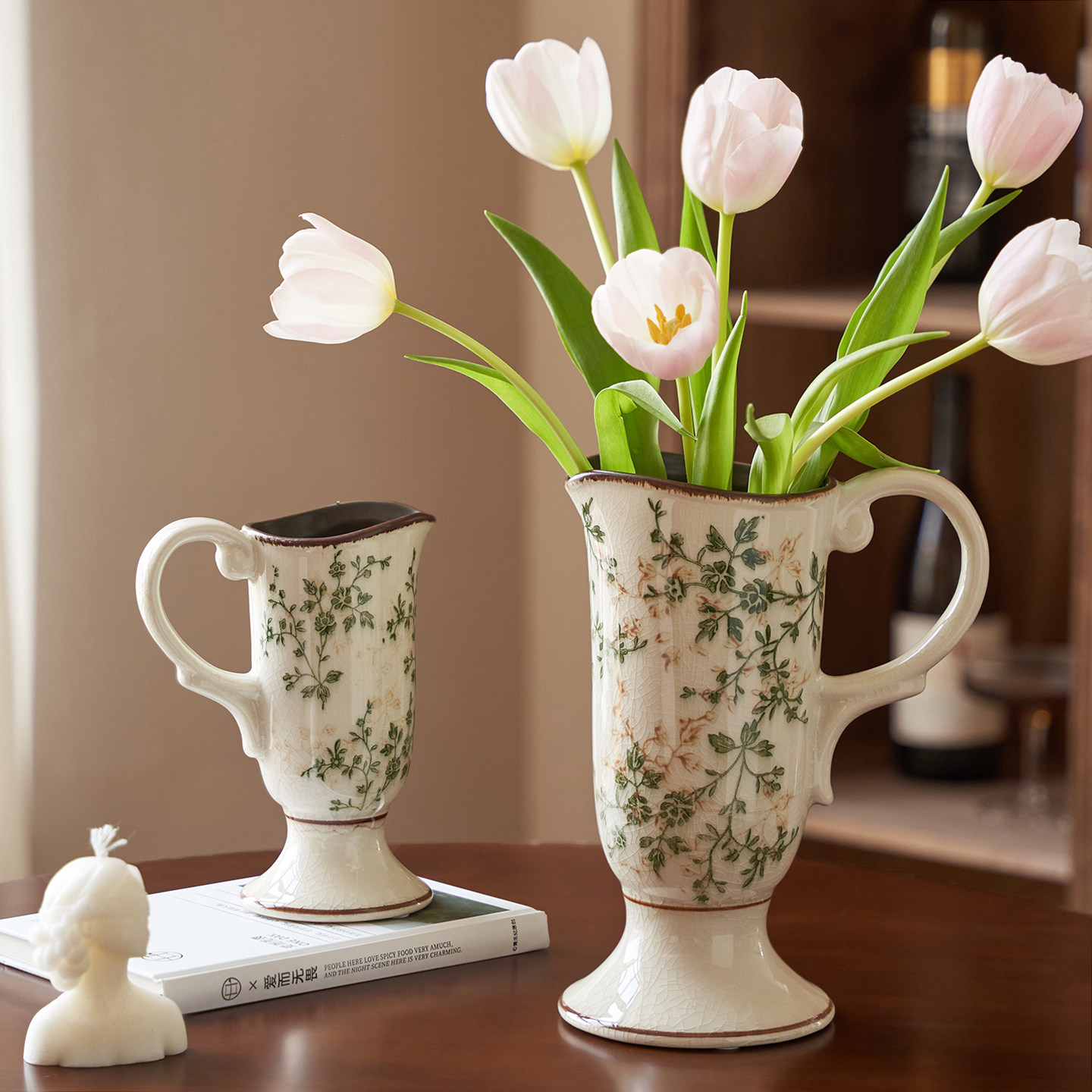 法式花瓶陶瓷奶壶复古田园风创意艺术摆件客厅插花水培器皿装饰品,淘宝优惠券,粉丝福利购,淘宝优惠卷