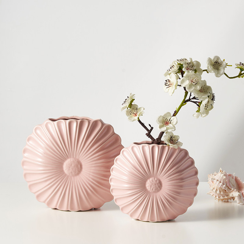 奶油风陶瓷花瓶摆件插花玄关客厅电视柜餐桌干花家居软装饰品轻奢,淘宝优惠券,粉丝福利购,淘宝优惠卷