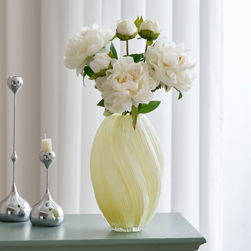 网红法式花瓶高级感玻璃ins奶玉色客厅水养插花摆件中古芬顿花器,淘宝优惠券,粉丝福利购,淘宝优惠卷