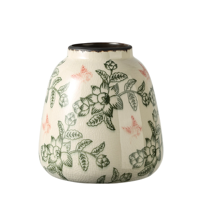 轻奢冰裂纹陶瓷花瓶绿花田园风格青花瓷中国风新中式客厅插花摆件,淘宝优惠券,粉丝福利购,淘宝优惠卷