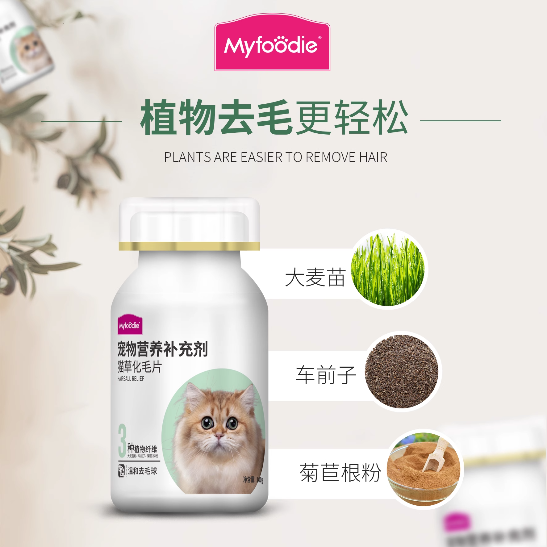 麦富迪猫草片化毛球片维生素微量元素片化毛膏猫咪钙片小橙帽冻干 - 图0