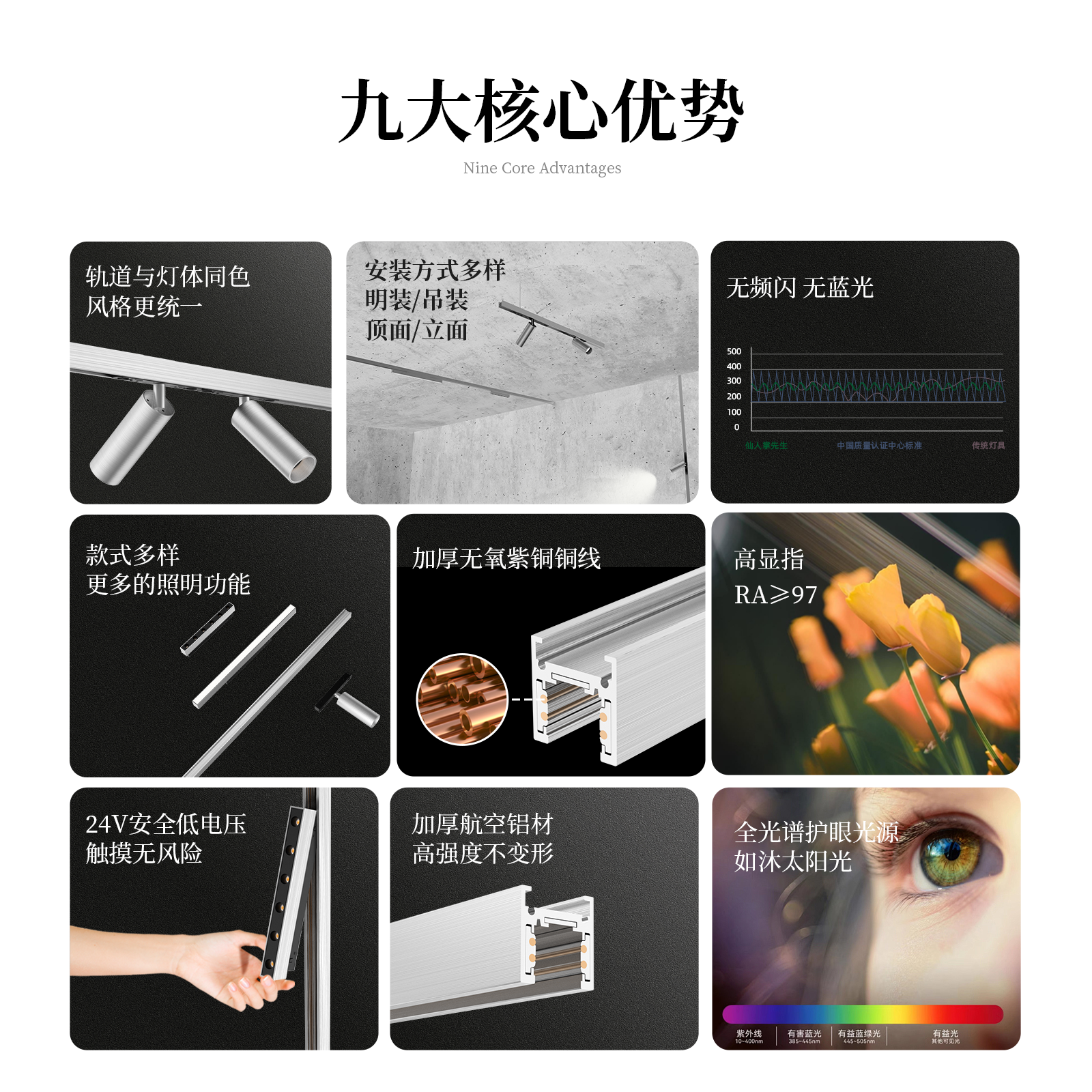 仙人掌先生包豪斯风明装磁吸轨道灯拉丝银色客厅无主灯照明泛光灯,淘宝优惠券,粉丝福利购,淘宝优惠卷