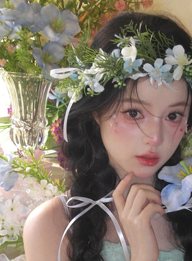 新娘森系仿真花环日韩发饰