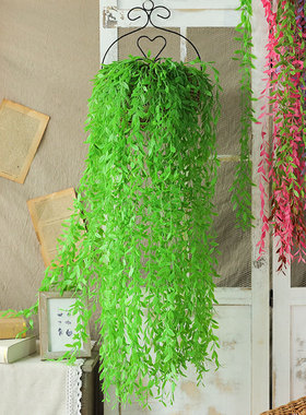 仿真壁挂藤条绿植吊兰室内塑料花