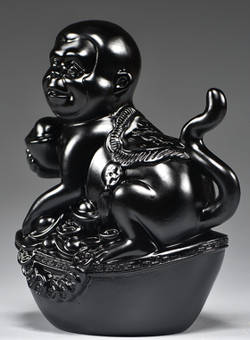 黑色猴子摆件实木雕刻十二生肖