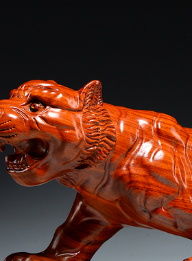 木雕老虎十二生肖家居客厅工艺品