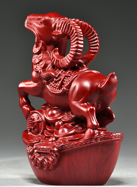 红色木头羊摆件十二生肖羊吉祥物