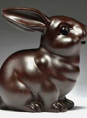 实木小兔子摆件十二生肖兔吉祥物