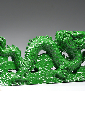 绿色木质飞龙摆件实木雕刻