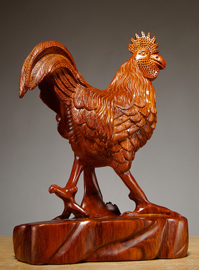 雕刻动物生肖鸡客厅电视柜工艺品