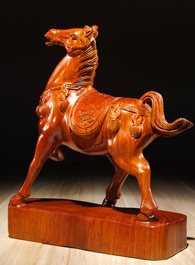 实木雕刻十二生肖家居客厅工艺品