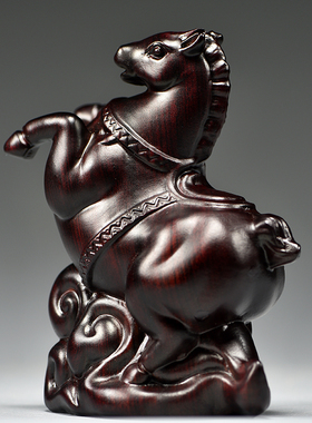 黑檀实木质马客厅马到成功摆件