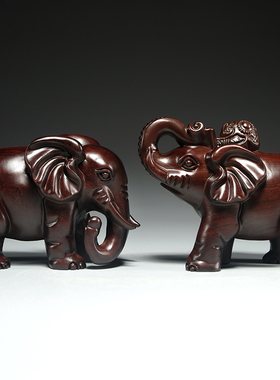 黑檀木质大象摆件实木雕刻吸水象