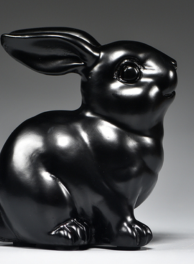 黑色木头兔子摆件实木质雕刻