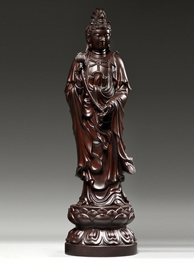 木质观音菩萨西方三圣雕刻佛像