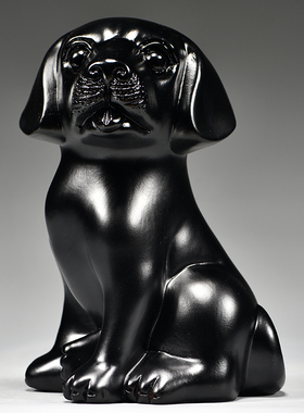 黑色木质狗摆件实木雕刻十二生肖