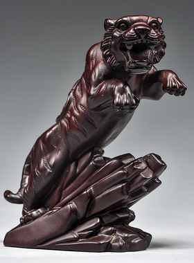 黑檀木雕老虎实木头摆件