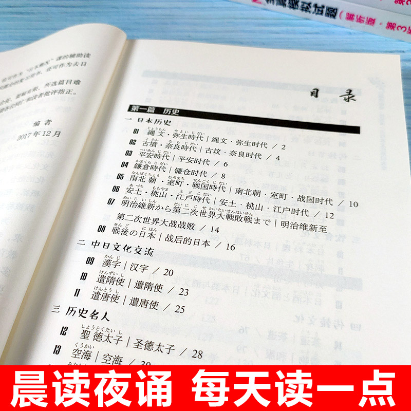 晨读夜诵每天读一点日本文化常识大全日汉对照有声版日语初级入门自学节日美食料理历史传统日企留学动漫教育综合阅读书籍-图1