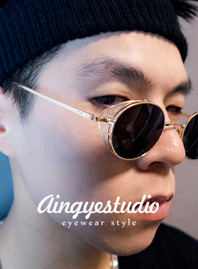 金属镂空椭圆形墨镜男士潮流个性嘻哈复古眼镜女款太阳镜开车专用