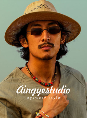 迷你小眼镜男潮小方形墨镜复古太阳镜女金属小框小镜片小方框眼睛