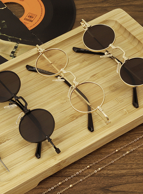 金属复古小圆形墨镜男潮个性太阳眼镜女防紫外线高级感搞怪太子镜