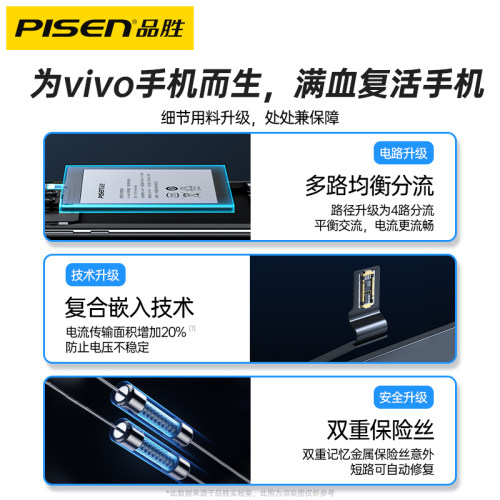 品胜电池适用vivo维沃S1 S5 S6 S7E活力版S9 S10Pro S12手机s9e吃鸡s10e游戏s15 S16续航S17/S18Pro商务电板 - 图1