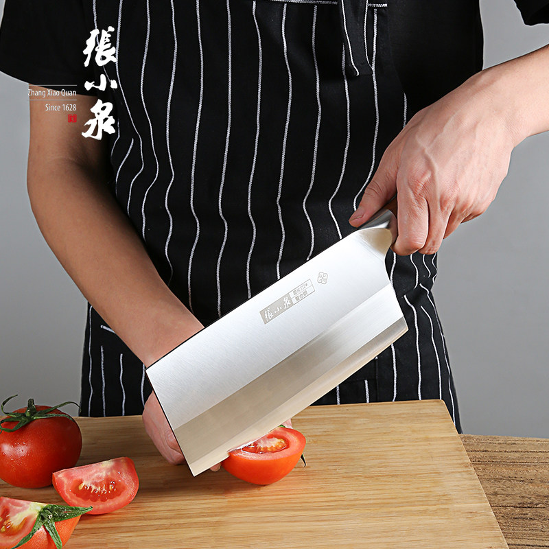 张小泉铭匠三合钢厨片刀不锈钢梨花木手柄锻打工艺家用厨房切片刀_虎窝淘