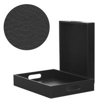 Janeouya European style leather desktop storage box store tray water dinner plate tea tray dry fruit box suit a large small