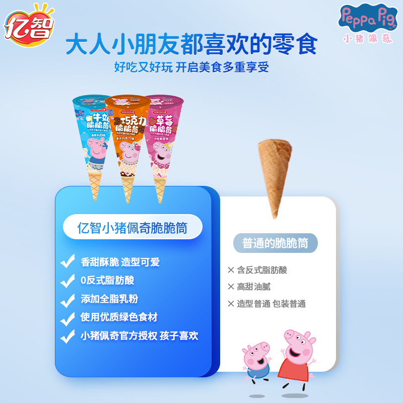 小猪佩奇冰淇淋蛋卷脆脆筒草莓巧克力儿童零食礼盒（代可可脂）_亿智旗舰店_零食/坚果/特产