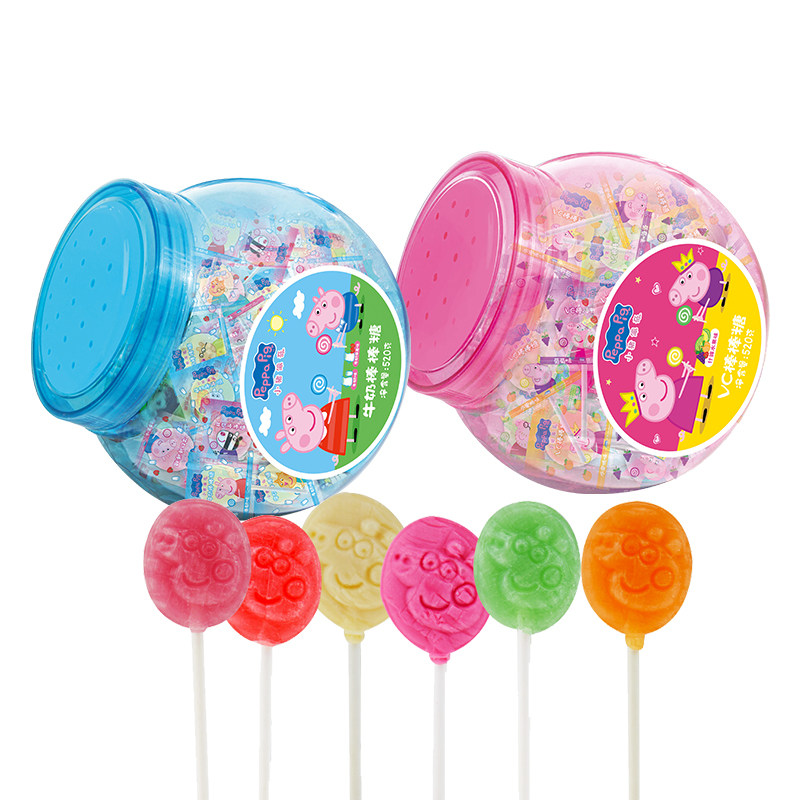 亿智小猪佩奇棒棒糖75支罐装混合水果味牛奶味棒棒糖卡通糖果零食,淘宝优惠券,粉丝福利购,淘宝优惠卷