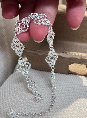 足银999纯银繁花手链女轻奢小众设计感高级感手饰送女友礼物